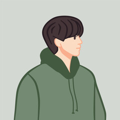Fototapeta premium Stylish Korean Boy Portrait with Trendy Outfit - Half Body Illustration