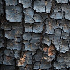Obraz premium Charred Tree Bark Texture Dark Gray and Black Cracked Surface