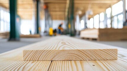 A wooden plank in a warehouse.