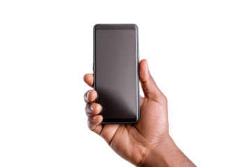 Hand holding smartphone indoor shot