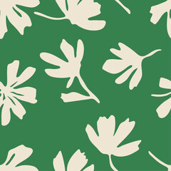 hand drawn flowers seamless patterns Design for fabric, cover, wrapping, wallpaper. abstract green backgrounds.	