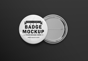 Two Circular Pin Badges On Black Mockup