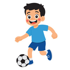 Boy enjoying sunny afternoon football match. Perfect for sports, recreational activities, childhood, and outdoor fun related creative projects and designs