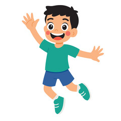 Boys joyous jump suitable for lifestyle, happiness, child, energy, activity concepts with pure happy expression great for advertisements and websites