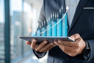 Businessman use financial analytics and investment strategies leveraging digital technology to drive business growth and optimize economic performance in today's dynamic market