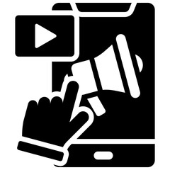 Interactive Ads Solid Icon Vector Illustration