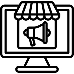 Ecommerce Marketing Lineal Icon Vector Illustration