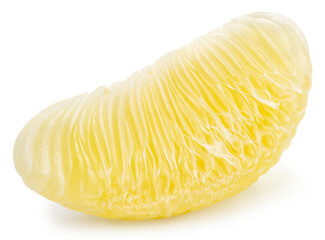 Fresh Peeled Yellow pomelo fruit isolated on white background, Fresh Grapefruit on White Background With clipping path, High resolution focus stacking photography.