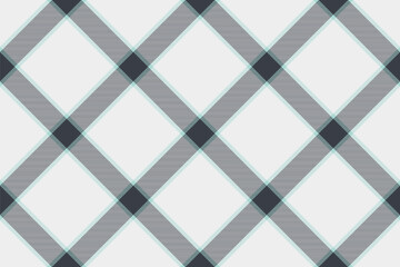 Elegant diagonal plaid pattern in soft grey, teal, and white.  Perfect for textile design, website backgrounds, or stationery.