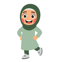cartoon illustration of smiling woman in hijab