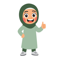 cartoon woman in hijab giving thumbs up