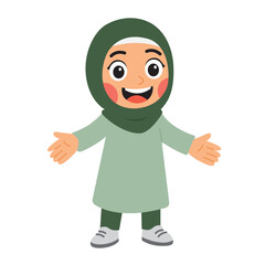 illustration of smiling muslim woman in hijab