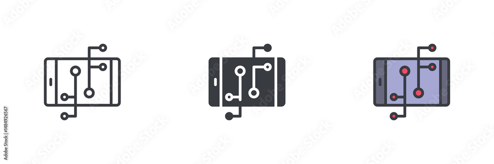 Poster mobile network technology different style icon set
