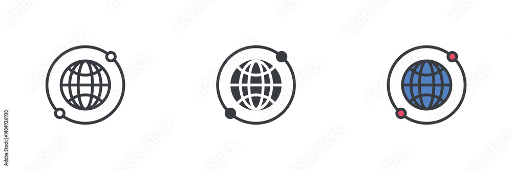 Poster Global network different style icon set