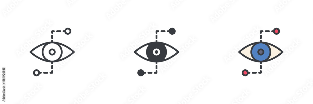 Poster eye tracking technology different style icon set