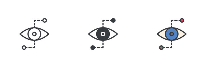 Eye tracking technology different style icon set