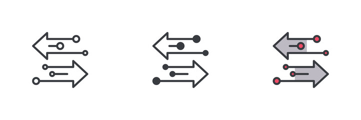 Data transfer arrows different style icon set