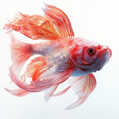 Stunning red betta fish, elegant fins, isolated on white.  Perfect for websites, prints, and other commercial uses.