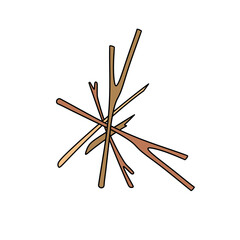 A pile of sticks with a cross shape in the middle