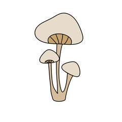 A cartoon mushroom with three stems