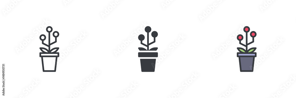 Poster tech plant different style icon set
