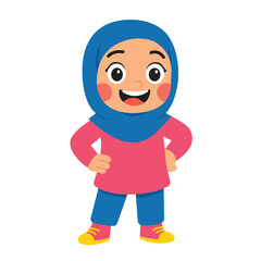 Cute hijab girl smiles in a blue hijab. Suitable for diversity, happiness, Islamic culture, or positivity themed graphic designs or projects