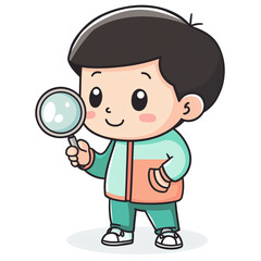 Obraz premium boy with magnifying glass on transparent png background
