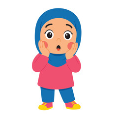 Hijab Clad girl in wide eyed surprise. Suitable for lifestyle, cultural, and emotional concepts in diverse marketing campaigns