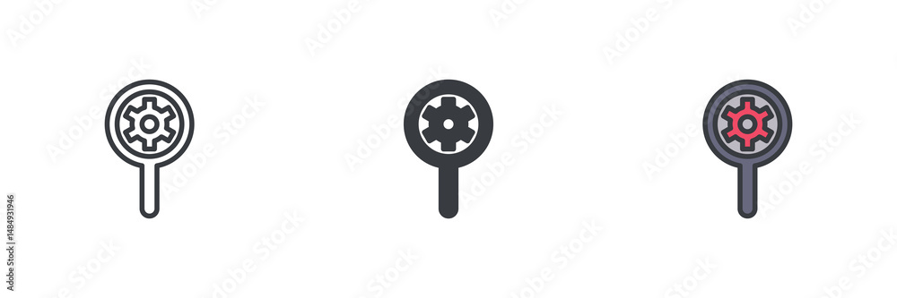 Poster System analysis different style icon set