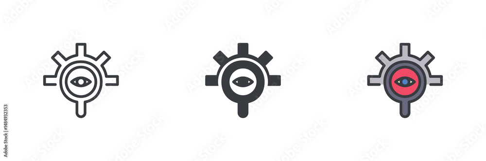 Poster surveillance technology different style icon set