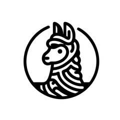 Abstract Alpaca Logo, Line Art Style, Minimalistic and Bold