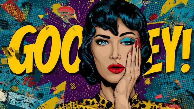 bye-bye comic bubble retro text pop art style. Farewell courtesy