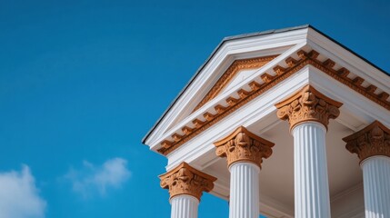 Fototapeta premium Elegant Architectural Columns of a Classic Building Against Sky