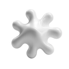 Glossy White Organic Blob Shape on White Background