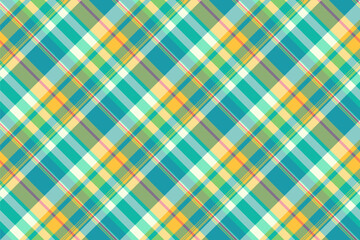 Row background check seamless, industry tartan plaid texture. Quiet vector fabric textile pattern in teal and green colors.