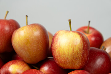 Close-Up View of a Group of Fresh Ripe Red Apples