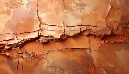 Fototapeta premium Cracked earth texture arid landscape digital art natural environment close-up view abstract concept