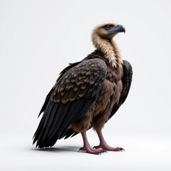 Obraz premium Detailed image of vulture with strong beak and feathered body, standing on plain background, showcasing its majestic and powerful appearance, evoking sense of wilderness and nature predator