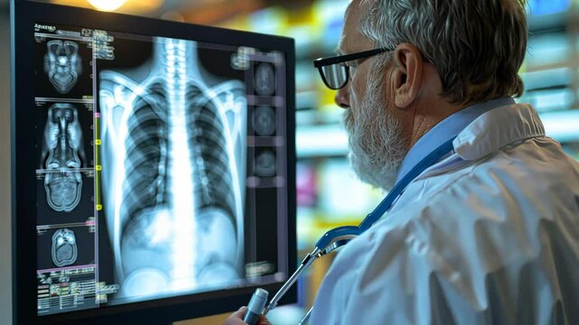 doctor using joint diagnostic X-ray machine