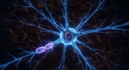 Detailed illustration of a neuron, showcasing its intricate structure and connections