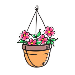 hanging flower basket icon, hanging flower basket vector illustration-simple illustration of hanging flower basket, perfect for hanging flower basket logos and icons