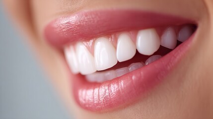 Obraz premium Teeth cosmetic beauty dentist care gum teeth Smiling mouth showcasing bright, white teeth and soft lips.