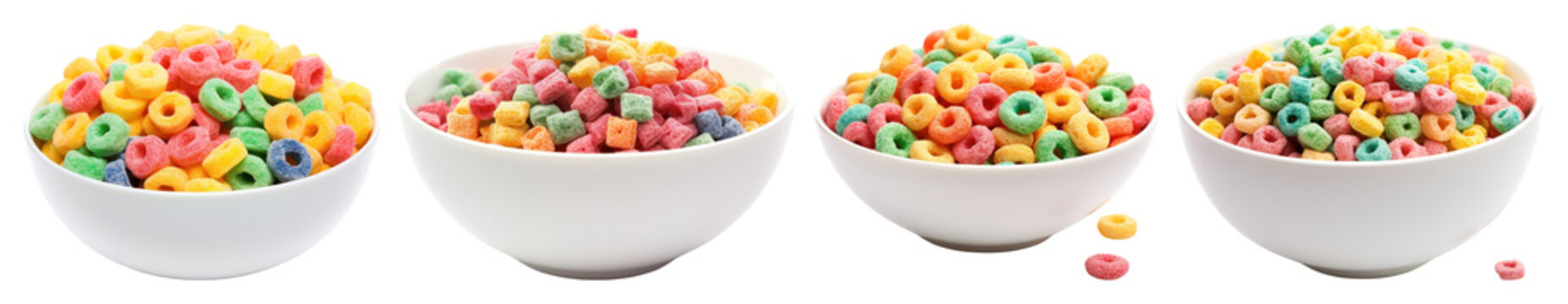 PNG Colorful cereal bowls delight breakfast, element set on transparent background