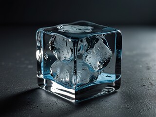 ice cube on blue background