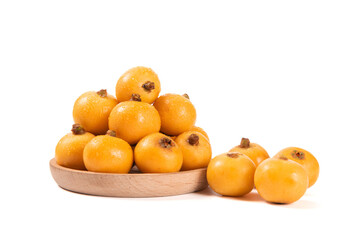 Ripe loquats fruit isolated on white background.