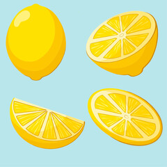 Lemon fruit icon. Icon set lemon In various forms&nbsp;of&nbsp;pieces