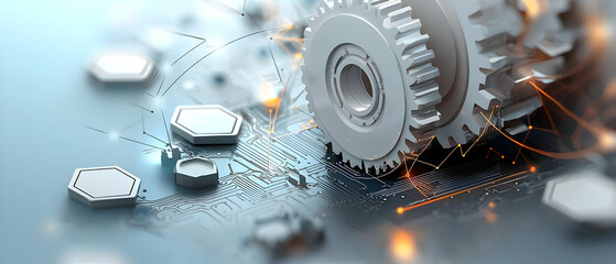 Gear and circuit board in a futuristic design