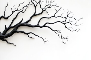 Obraz premium Twisted black tree branches on white background