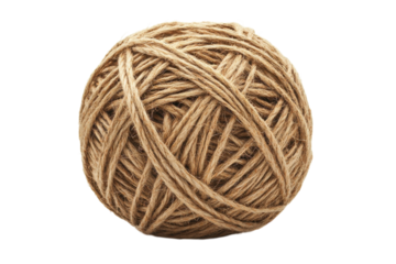 Natural Tan Yarn Ball Crafts Texture Thread Fiber Knitting Crochet DIY on transparent background