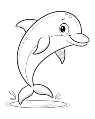Fototapeta premium Adorable Dolphin Coloring Page for Kids Fun and Easy Printable Ocean Animal Drawing